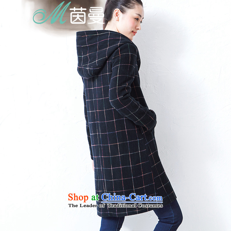 Athena Chu Cayman 2015 winter clothing new grid with cap long coats)? wild jacket [8543210161?- Deep Blue M Athena Cayman (INMAN, DIRECTOR) , , , shopping on the Internet