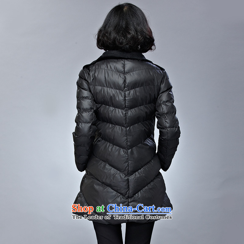 Gigi Lai King Cayman Code Coe winter coat winter thick mm female 200 catties thick sister in Europe and the reinforcement of the Sau San long cotton coat cotton jacket black 3XL, Gigi Lai (KOUZIMAN COE) , , , shopping on the Internet