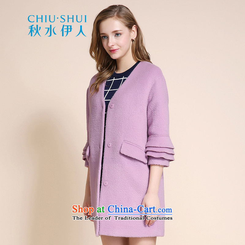 Chaplain who 2015 winter clothing new women's stylish Sweet temperament and flower bud cuff wool coat with a light purple jackets? 155/80A/S, chaplain who has been pressed shopping on the Internet