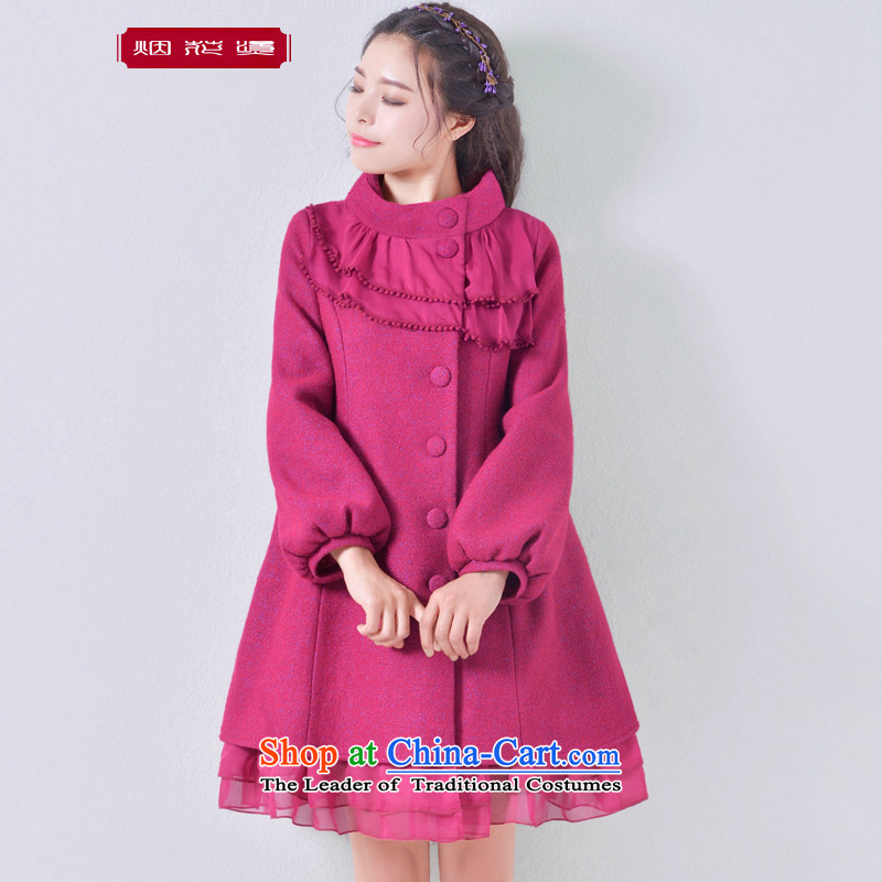 Fireworks Hot Winter 2015 new women's wild temperament loose coat if the gross? The Red?M