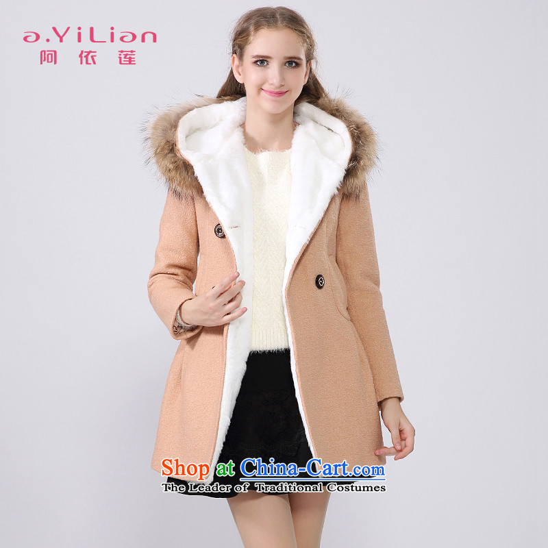 Aida 2015 Winter New Lin classic cap spell Nuclear Sub gross double-thick wool coat jacket female CA44297346? light and colorXL