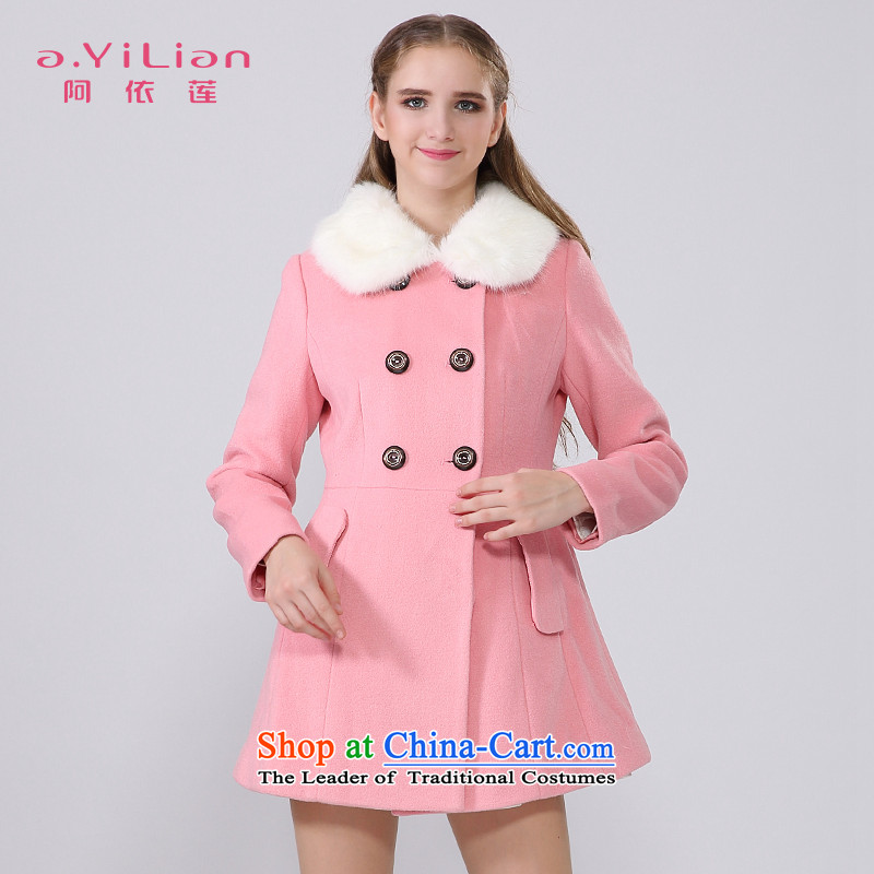 Aida 2015 Winter New Lin sweet gentlewoman removable gross for double-Foutune of wool coat jacket CA44297351? honey peachXL