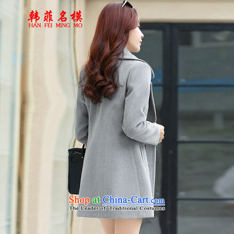 Korea, Model  2015 Autumn new Korean female decorated, in the body of this gross coats female 1017 XL, won his name gray template (HANFEIMINGMO) , , , shopping on the Internet