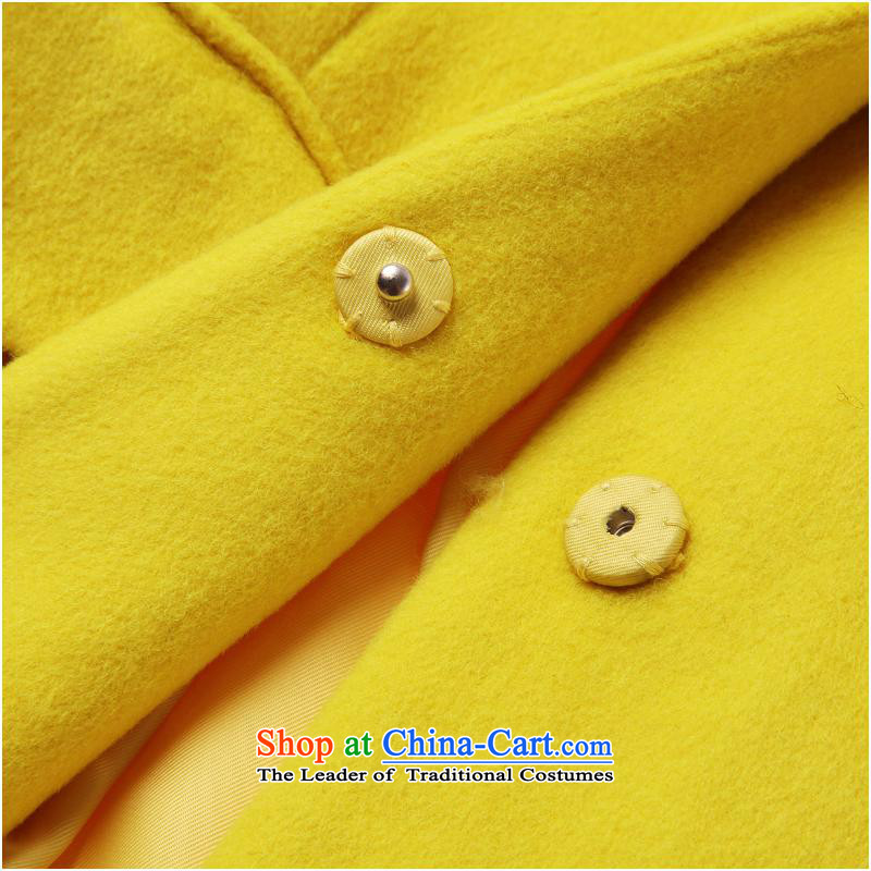 Chaplain who 2015 winter clothing new women's hip little collar plug-in the rotator cuff long straight and coats yellow 165/88A/L, chaplain who has been pressed shopping on the Internet