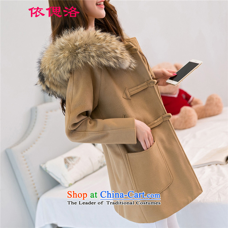 In accordance with the SSU,2015 autumn and winter new ultra large campaign for the horns of a gross sub-folder-color cotton wool and coats that long? What gross jacket female thick khaki cotton _thick_ M