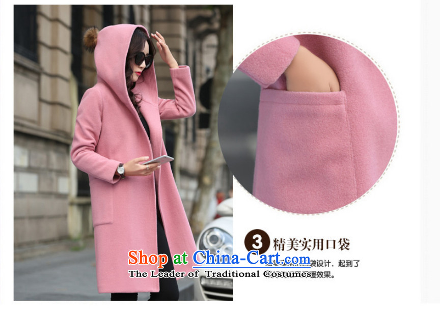 2015 Autumn and winter new Korean jacket coat in gross? long cap stylish pure color coats female 1713? pink L picture, prices, brand platters! The elections are supplied in the national character of distribution, so action, buy now enjoy more preferential! As soon as possible.