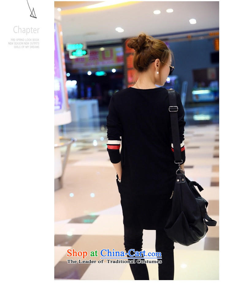 Load New autumn 2015 Korean Version to increase women's code thick MM loose T shirt thick, Hin Thin Layer Shirt thick sister 200 catties. long black shirt XXXXXL forming the picture, prices, brand platters! The elections are supplied in the national character of distribution, so action, buy now enjoy more preferential! As soon as possible.