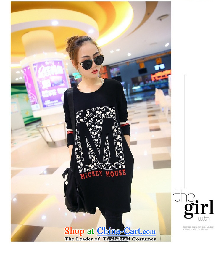 Load New autumn 2015 Korean Version to increase women's code thick MM loose T shirt thick, Hin Thin Layer Shirt thick sister 200 catties. long black shirt XXXXXL forming the picture, prices, brand platters! The elections are supplied in the national character of distribution, so action, buy now enjoy more preferential! As soon as possible.