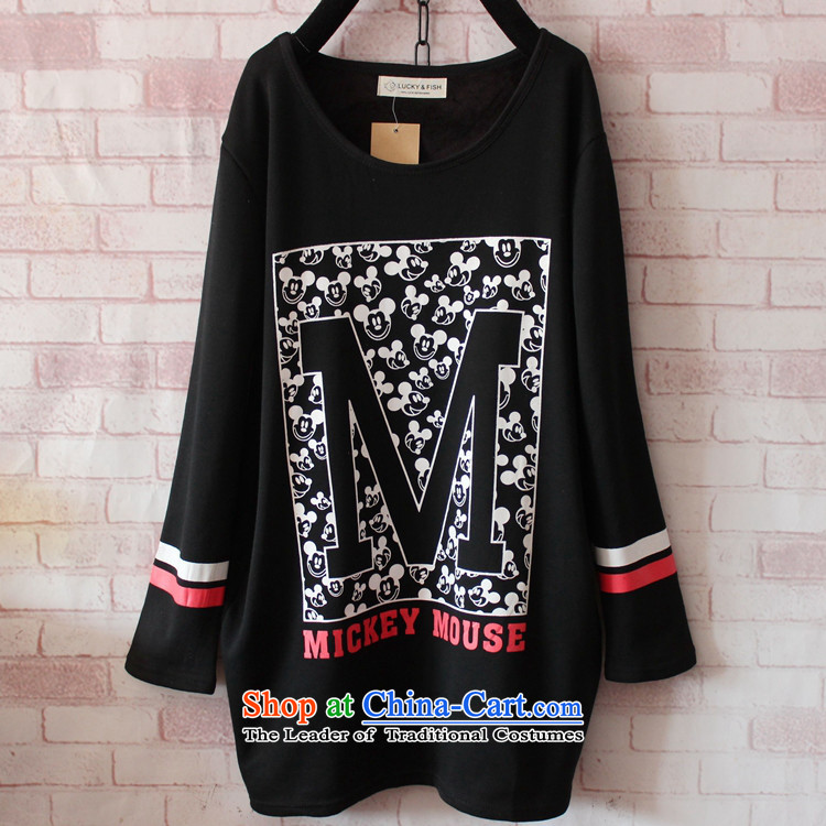 Load New autumn 2015 Korean Version to increase women's code thick MM loose T shirt thick, Hin Thin Layer Shirt thick sister 200 catties. long black shirt XXXXXL forming the picture, prices, brand platters! The elections are supplied in the national character of distribution, so action, buy now enjoy more preferential! As soon as possible.