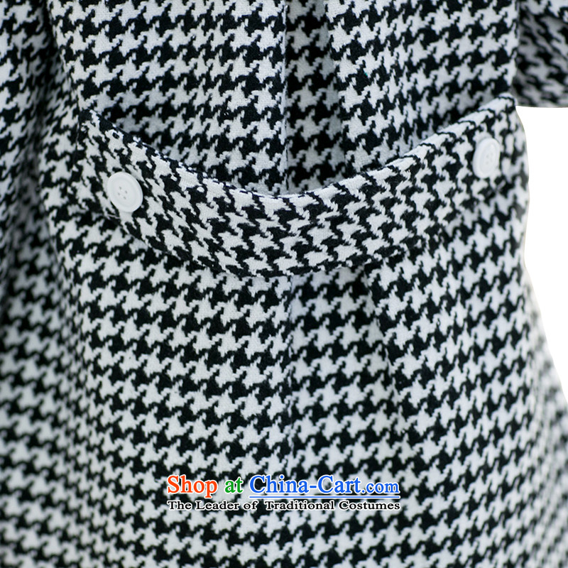 For M- Large 2015 Fall/Winter Collections for women to increase new chidori grid gross? overcoat Sau San monochrome chidori 3XL, grid for M-shopping on the Internet has been pressed.