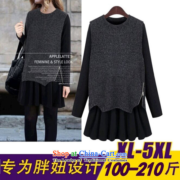 2015 Fall/Winter Collections new Korean to increase women's code thick mm loose, Hin thin, thick thick sister 200 catties, forming the thick long skirt carbon XXXXXL Yi Picture, prices, brand platters! The elections are supplied in the national character of distribution, so action, buy now enjoy more preferential! As soon as possible.