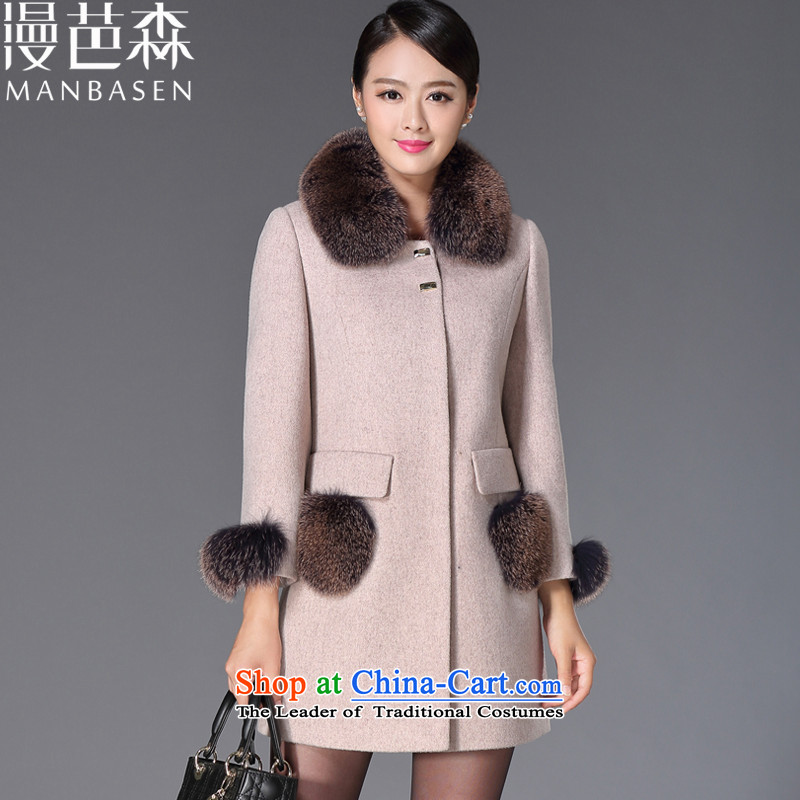 Diffuse and sum?2015 Fall_Winter Collections new woolen coat girl in long hair for gross so fox coats female Korean version of a jacket temperament Sau San larger female m and color?L