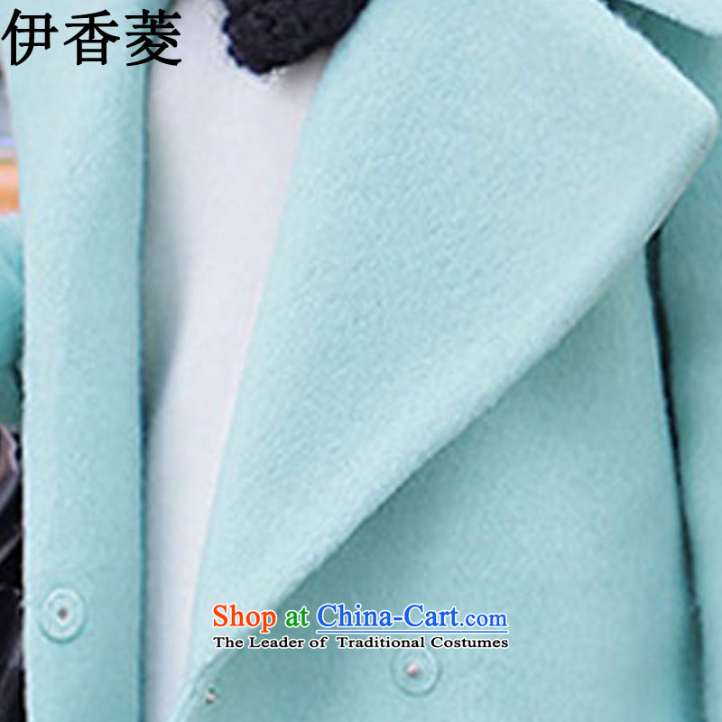 Ikago Ling 2015 Fall/Winter Collections new women's decoration coats that they deal with long hair? coats female latticed Y8061 mint green , L IKAGO Ling , , , shopping on the Internet