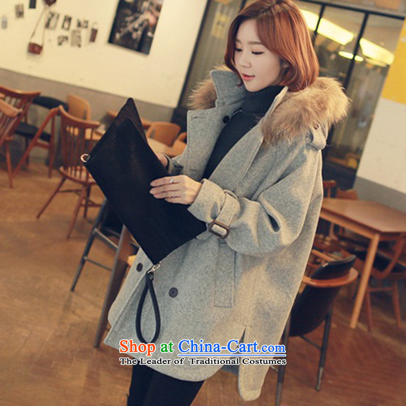 Javier cano2015 autumn and winter in New Long Nuclear Sub for gross a wool coat Korean loose video thin hair? female thick gray jacket coat l,javier cano,,, shopping on the Internet