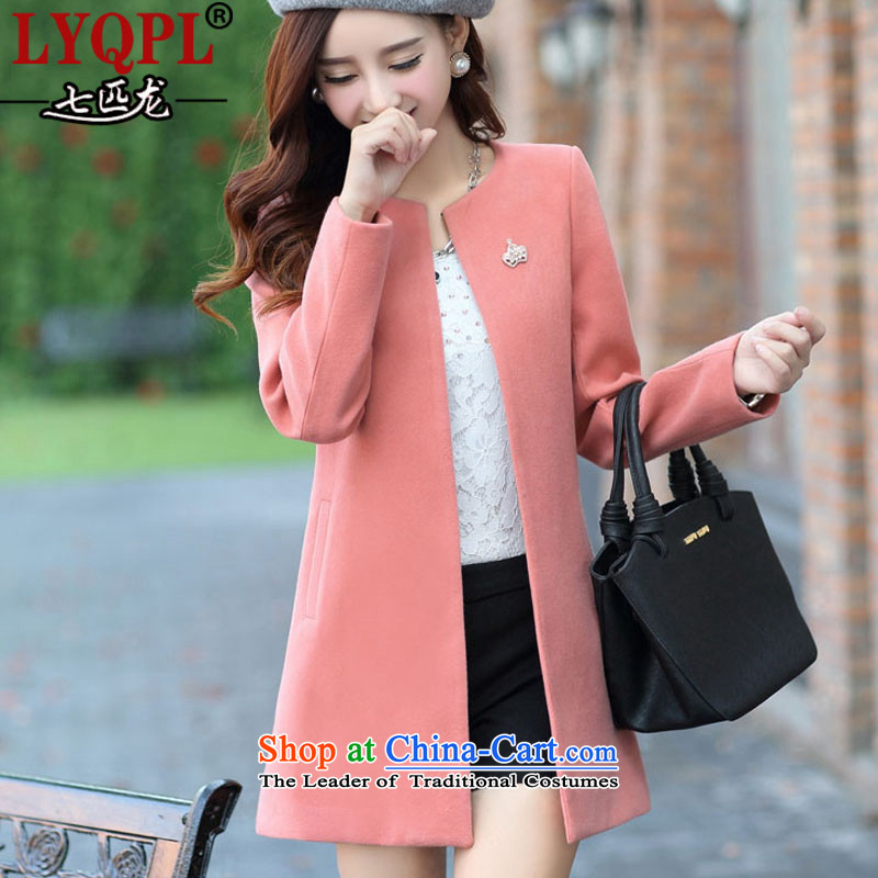 7 Horses Dragon?2015 early winter coats? New Gross Korean version of large numbers of women in the long winter coats_? female CARDIGAN?N129_??165-L Pink