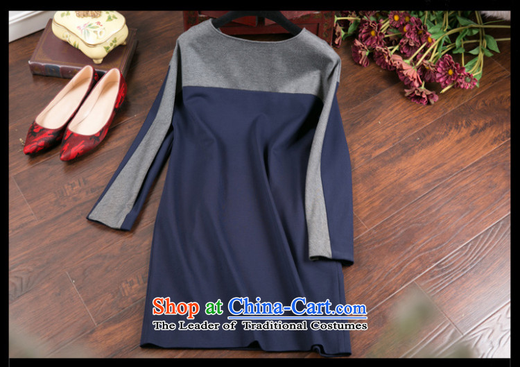Naslin Murong Chan 2015 Fall/Winter Collections in the stitching new long skirt wear loose temperament larger female round-neck collar plus lint-free long-sleeved thick dresses 68232 plus lint-free/Blue 3XL 145-160 picture, prices, brand platters! The elections are supplied in the national character of distribution, so action, buy now enjoy more preferential! As soon as possible.