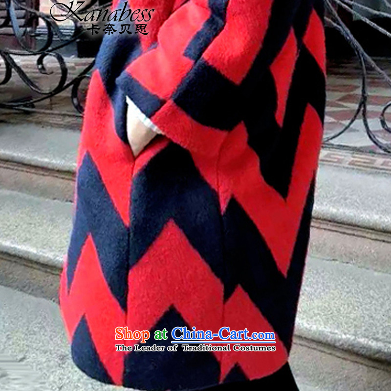 The Beth 2015 autumn and winter new Korean grid clip cotton waffle jacket, a long hair collar cap Sau San Mao coats female red blue? plaid plus cotton , L, the Beth kanabess () , , , shopping on the Internet