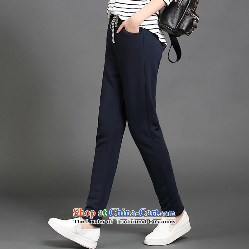 The officials of the fuseau larger ladies pants autumn and winter emulation Lamb Wool Velvet thick casual pants thick mm to xl pant trousers blue 4XL 155-175, the turbid fuseau shopping on the Internet has been pressed.