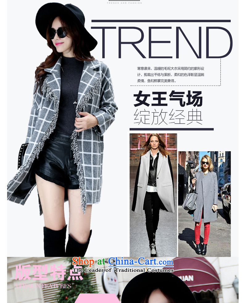 Fresh air in the autumn of 2015, the gross new coats of ladies in this long Korean navy blue jacket? gross grid L pictures, prices, brand platters! The elections are supplied in the national character of distribution, so action, buy now enjoy more preferential! As soon as possible.