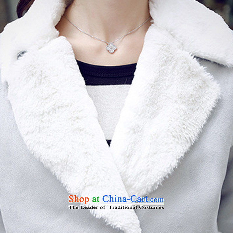 As of 2015, poetry of winter clothing New Sau San lapel in long Lamb Wool coat stitching jacket , gray as the girl yjm8047 Lo Sze shopping on the Internet has been pressed.