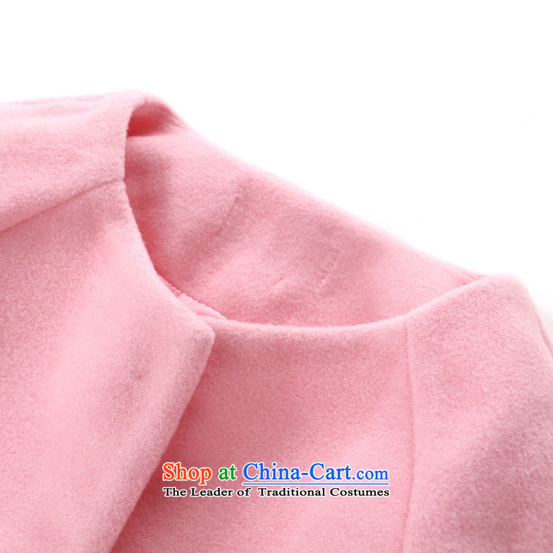 The dragon culture Korean girls coats wool? long jacket, 2015 autumn and winter new small wind cocoon-heung-pink long-sleeved M Jeon Yong-cultural , , , shopping on the Internet