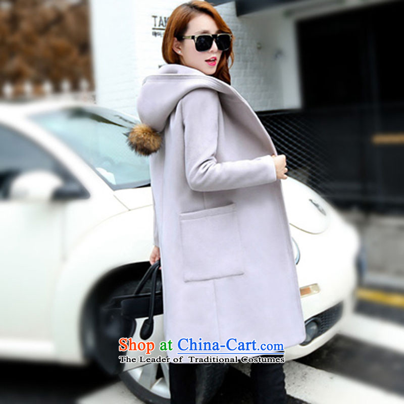 In 2015 Winter Land new coats Korean)?   in the medium to long term)?? jacket Gross Gross sub-coats female pictures? gray , L, the land has been pressed shopping on the Internet