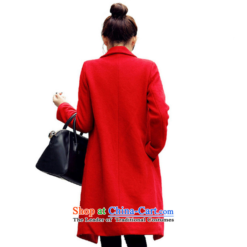In   2015, the women's land new autumn and winter version won a long hair? jacket coat women gross Sau San? Picture red color thick L, the land has been pressed shopping on the Internet