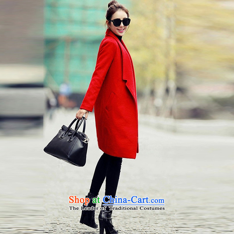 In   2015, the women's land new autumn and winter version won a long hair? jacket coat women gross Sau San? Picture red color thick L, the land has been pressed shopping on the Internet