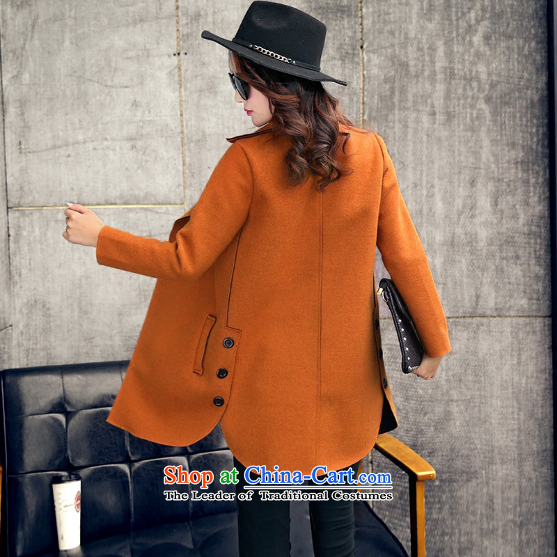 Dan JIE SHI MAO? 2015 autumn and winter coats female Korean version of the new long wool coat windbreaker women? jacket orange XL, Dan Jie Shi (DAN JIE SHI) , , , shopping on the Internet
