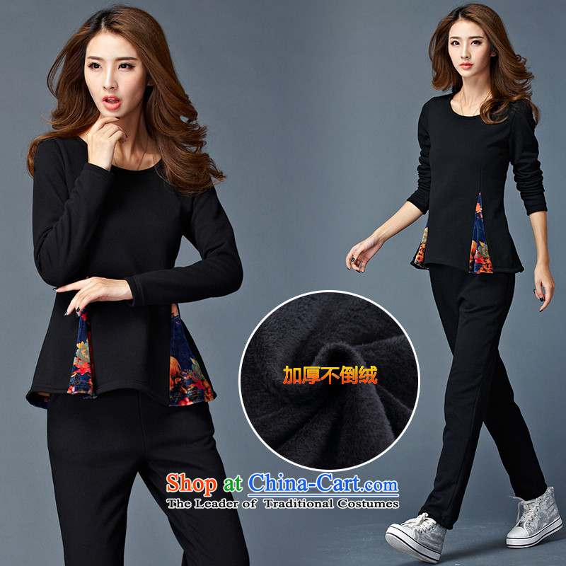 Szili Clinton larger women 2015 Fall/Winter Collections of new products thick mm sister Sau San video thin plus warm lint-free package thick leisure movement two kits female trend is indeed Borneo black XXXL, Szili (celia dayton , , , shopping on the Inte