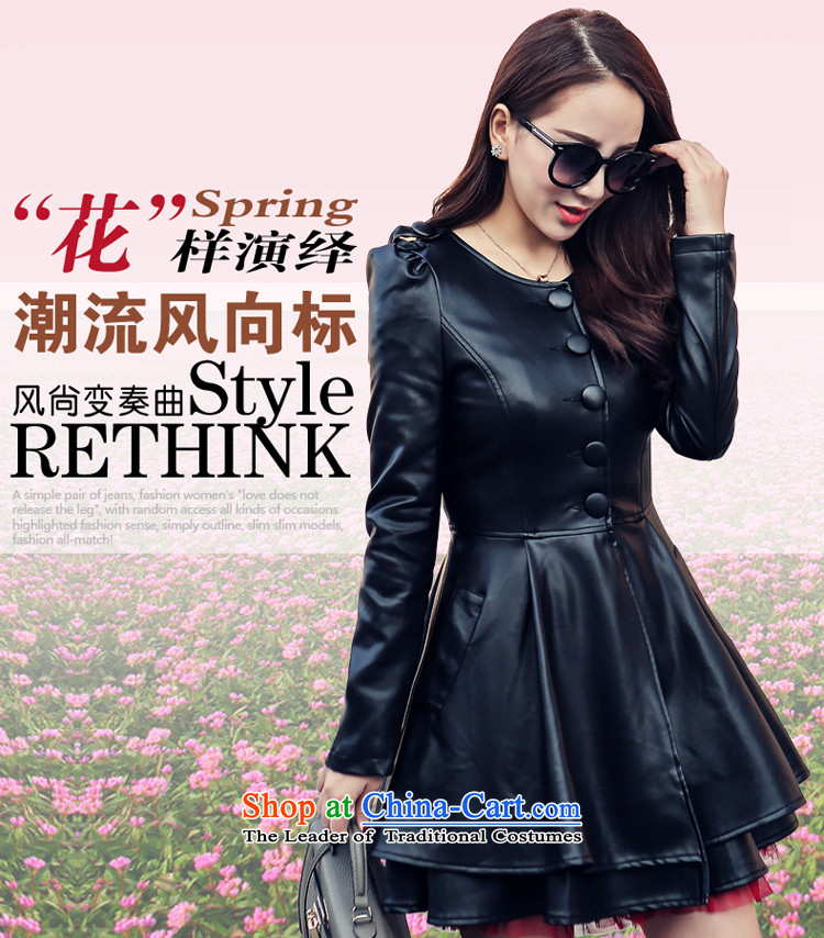  The Korean version of the female ZORMO TO XL PU long jacket, thick mm double-thick leather jacket, under the black 6XL 200-230 catty picture, prices, brand platters! The elections are supplied in the national character of distribution, so action, buy now enjoy more preferential! As soon as possible.