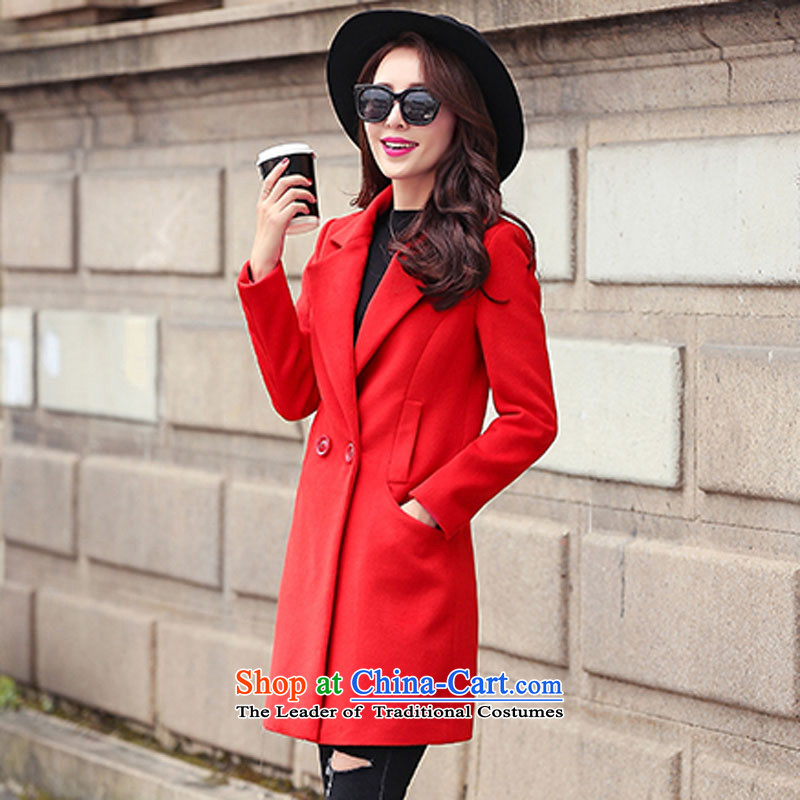 The Dragon Culture 2015 autumn and winter new coats, wool? long jacket, three Chinese red color , L, Jeon Yong-cultural , , , shopping on the Internet