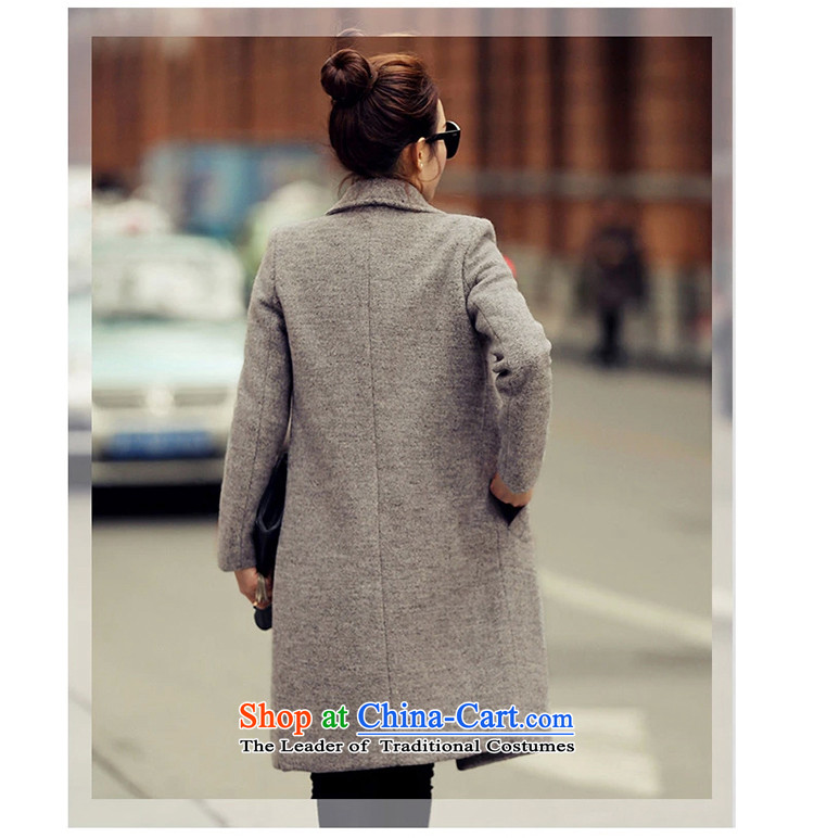 2015 Autumn and winter in Korean long Leisure pure color coats female gross? lapel? 