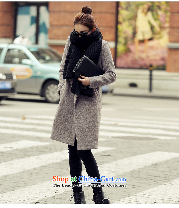 2015 Autumn and winter in Korean long Leisure pure color coats female gross? lapel? 