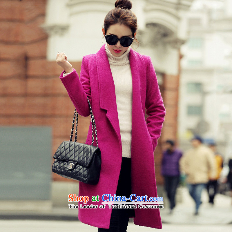 2015 Autumn and winter in Korean long Leisure pure color coats female gross? lapel?   Jacket coat 1511 RED M, Kano KANUOSIQI Ki (Cisco) , , , shopping on the Internet
