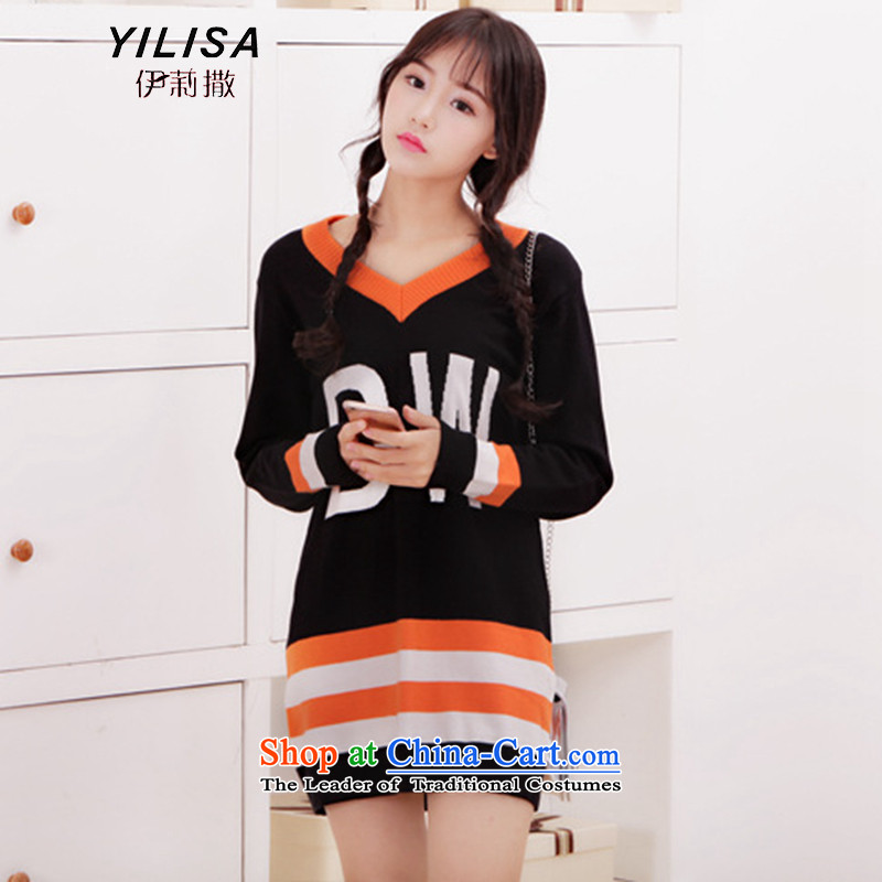 Elizabeth to sub-XL women Fall_Winter Collections new Korean small fresh sweater DW rabbit wool streaks 200 catties thick MM sweater dresses N6803XL orange