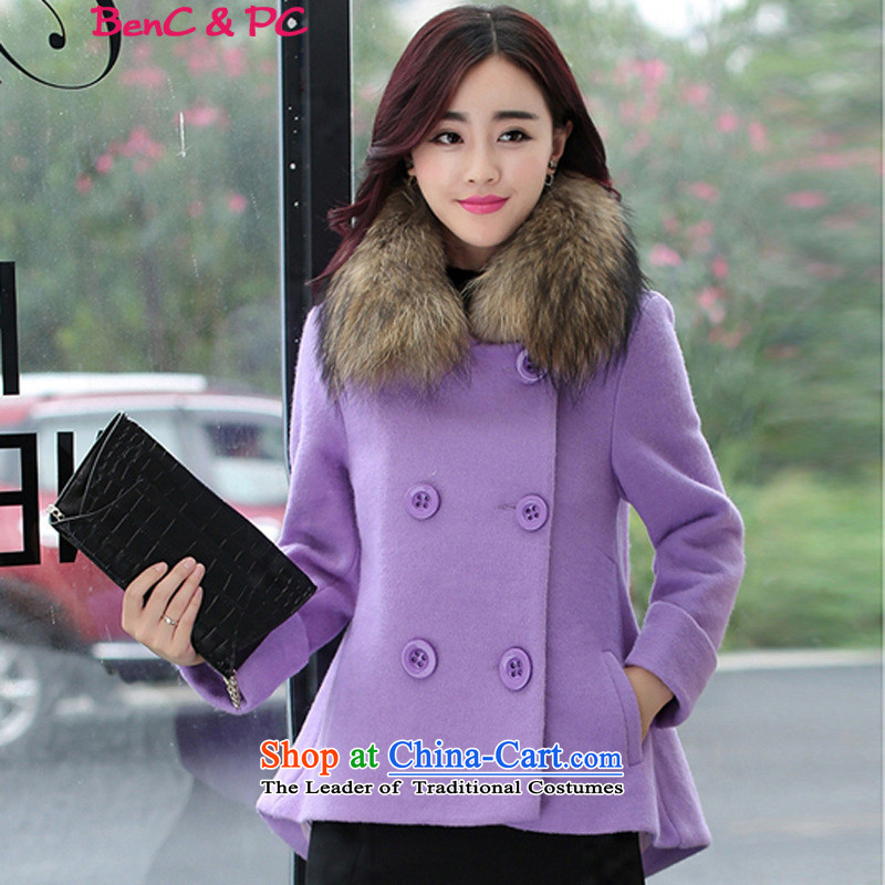 2015 winter coats coats gross? new women's stylish thin short of Sau San graphics with thick hair for long-sleeved purple plus gross XXL, collar Xin Yue (XINSRV MS) , , , shopping on the Internet