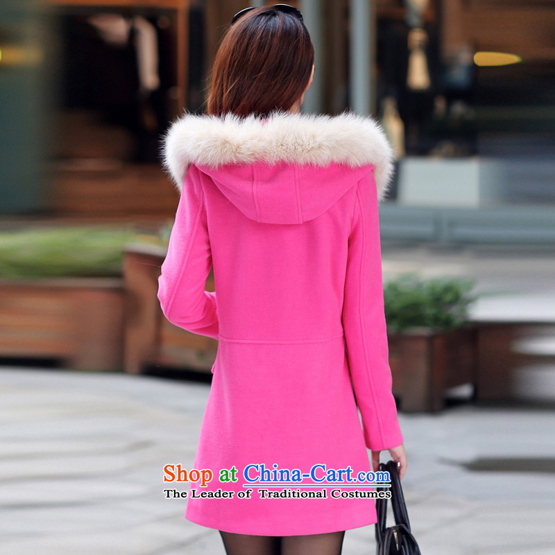 The angels in 2015 autumn and winter Pik new Korean female jacket is thick hair, long hair collar cashmere overcoat won a peach (gross) for M Pik angels shopping on the Internet has been pressed.