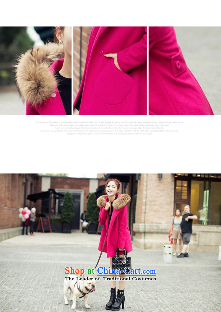 Doris Cheuk-blue 2015 autumn and winter new gross female Korean jacket? In the long hair collar overcoat wind clothes in red (with a gross collar) M picture, prices, brand platters! The elections are supplied in the national character of distribution, so action, buy now enjoy more preferential! As soon as possible.
