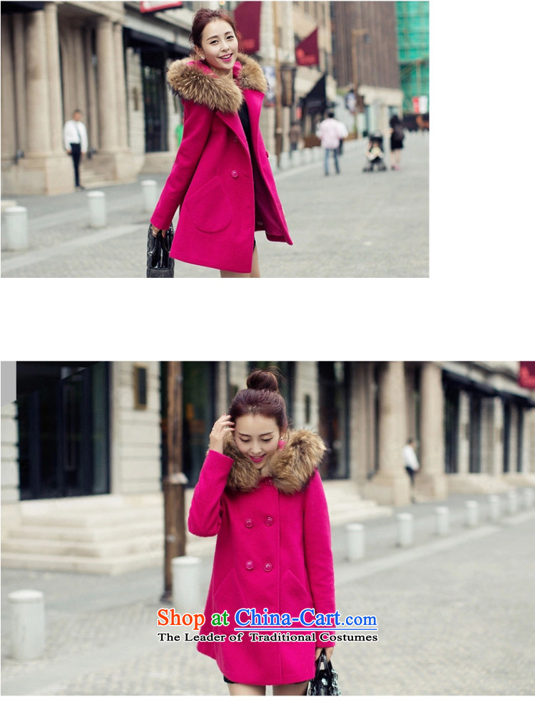Doris Cheuk-blue 2015 autumn and winter new gross female Korean jacket? In the long hair collar overcoat wind clothes in red (with a gross collar) M picture, prices, brand platters! The elections are supplied in the national character of distribution, so action, buy now enjoy more preferential! As soon as possible.