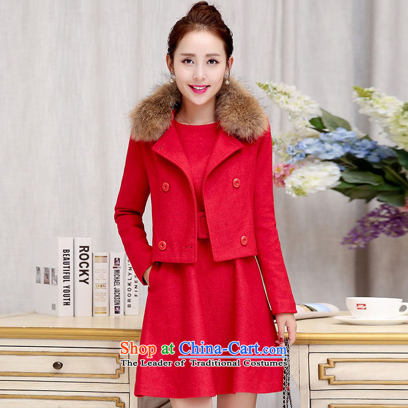 Sin has 2015 winter clothing new Korean citizenry video thin solid color two kits stylish dresses girls   Large Red M sin has shopping on the Internet has been pressed.