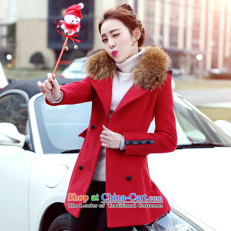 Sin has 2015 winter clothing new Korean citizenry video thin solid color minimalist gross? female red jacket , sin has shopping on the Internet has been pressed.