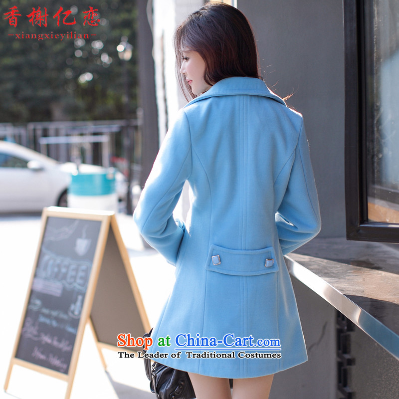 Champs billion Land 2015 autumn and winter coats new gross?   in the female long hair? female Korean Y1598 jacket water Blue M champs billion land (xiangxieyilian) , , , shopping on the Internet