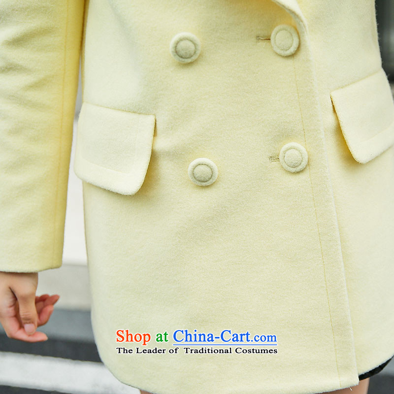 Christy Love 2015 autumn and winter new Korean Sau San double-butted long hair?)? a wool coat 2906 Yellow L Projected female issued on 22 November, Christy Love , , , shopping on the Internet