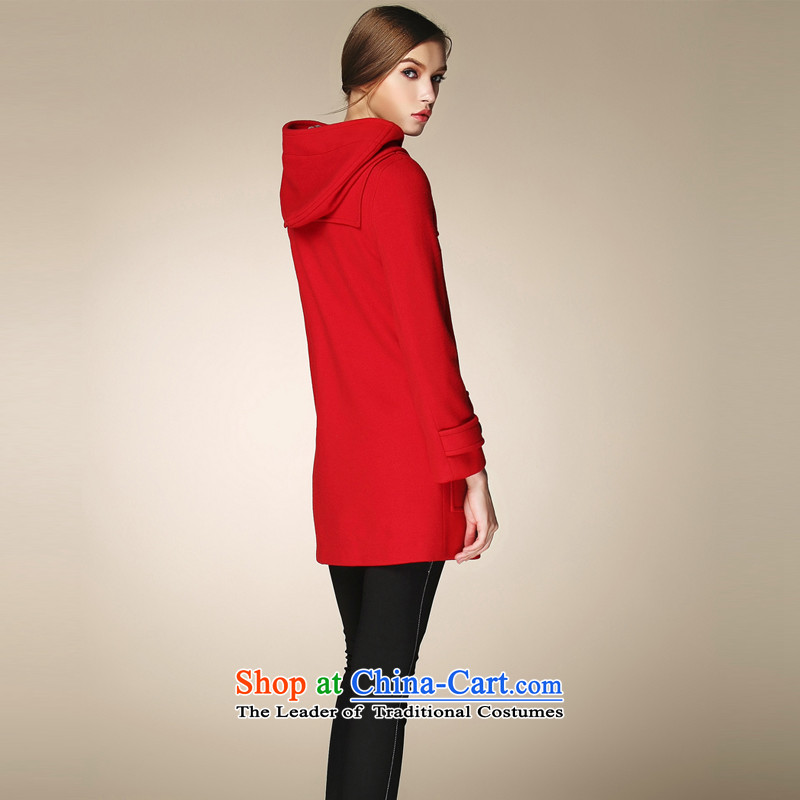  Cap the horns deduction BURDULLY woolen coats in women? long loose larger gross L,BURDULLY,,, red jacket? Online Shopping