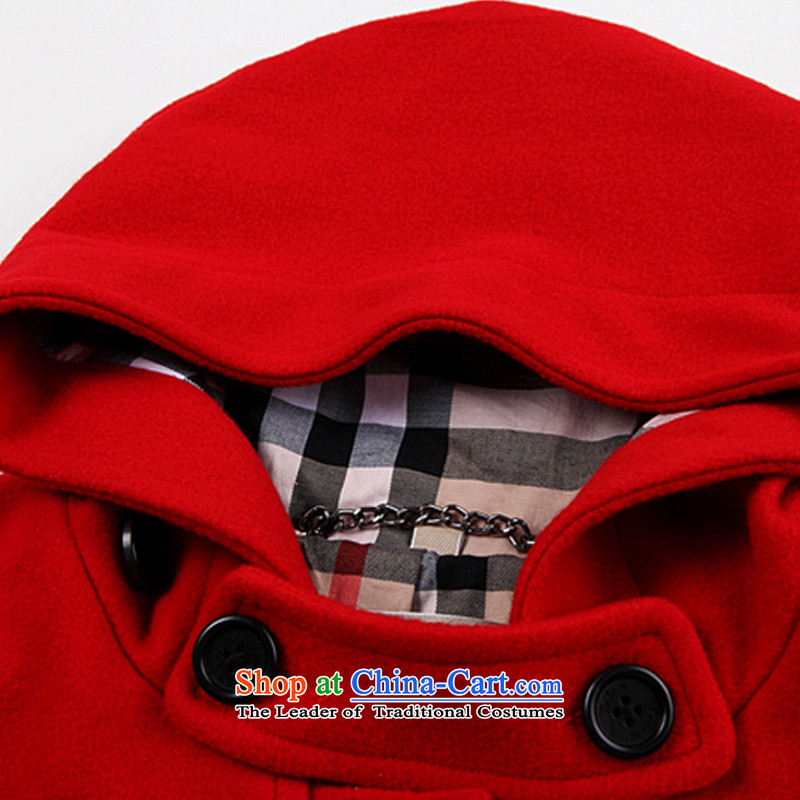  Cap the horns deduction BURDULLY woolen coats in women? long loose larger gross L,BURDULLY,,, red jacket? Online Shopping