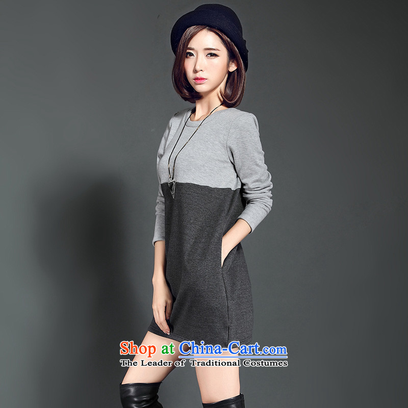 Morning to 2015 autumn and winter new Fat MM plus lint-free thick dresses larger female Sleek and versatile not forming the spell checker color skirts, lint-free long spell checker shirt color coated 4XL RECOMMENDATIONS 150 - 160131, morning to , , , shopping on the Internet
