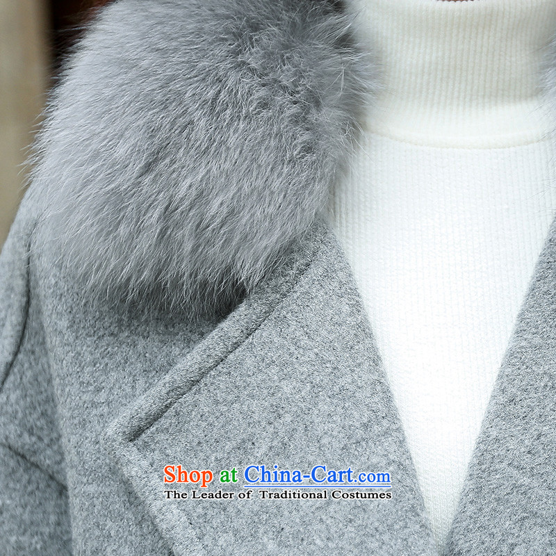 Fresh air in the autumn and winter 2015 new coats, wool? long thin hair so Sau San video jacket female Gray L, refreshing shopping on the Internet has been pressed.