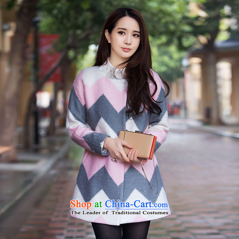 Christy Love 2015 autumn and winter new products in the Korean spelling color long gross jacket Maomao cuffs? a wool coat.China pink M is expected issued on 22 November, Christy Love , , , shopping on the Internet