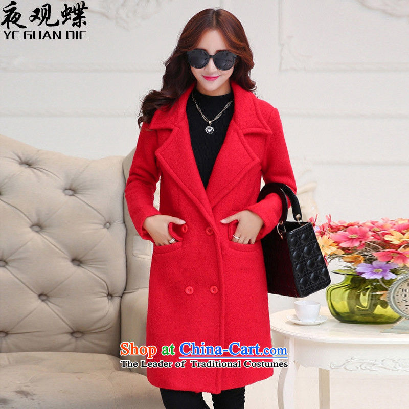 Night of the sphenoid 2015 winter clothing new liberal cocoon-jacket coat? female gross 3065 Red L